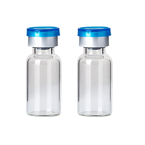 10 Pcs 10ml Glass Bottle,Sterile Transparent Vial,Seals Empty Vials, Lab Sample Vial, Empty Vials with Self Healing Injection Port,With Flip Off Aluminum Cap (10) A Packaging