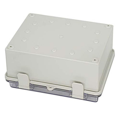 Zulkit Junction Box ABS Plastic Dustproof Waterproof IP65 Electrical Boxes Hinged Shell Outdoor Universal Project Enclosure Clear Cover with 2 Cable Glands 8.7 x 6.7 x 4.3 inch (220x170x110 mm) - size: 8.7" x 6.7" x 4.3"