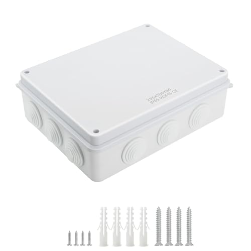 LeMotech Junction Box, ABS Plastic IP65 Waterproof and Dustproof, Universal Electrical Enclosure, Outdoor and Indoor Project Box 10 x 7.9 x 3.1 inch (255 x 200 x 80 mm) - size: 10" x 7.9" x 3.1" (1pc)
