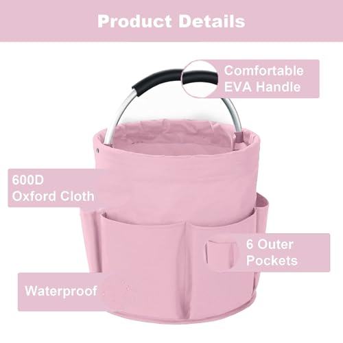 Cleaning Caddy with Handle, Cleaning Supplies Organizer Collapsible Bucket - color: Pink