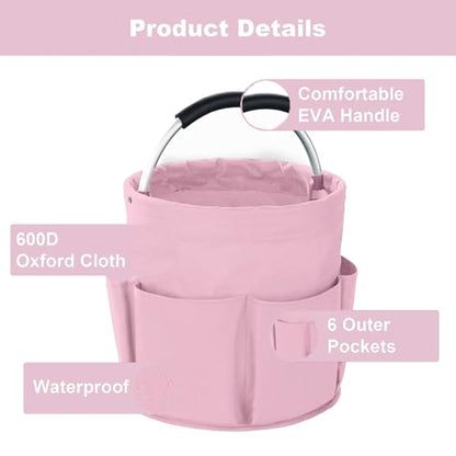 Cleaning Caddy with Handle, Cleaning Supplies Organizer Collapsible Bucket - color: Pink
