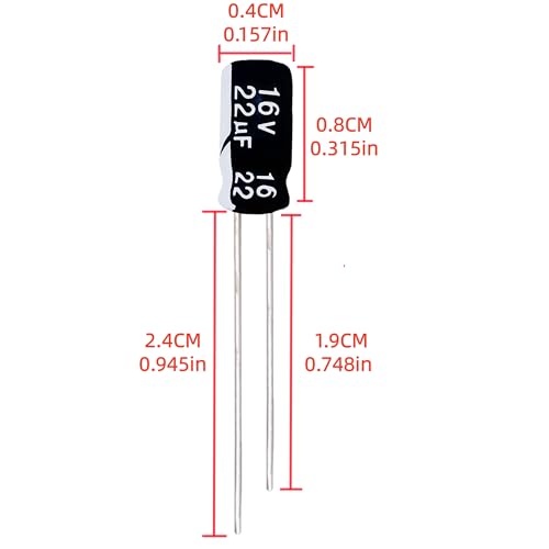 Electrolytic Capacitor YYipdian 22uF 16V 4x7mm High Temperature Resilience Aluminum Capacitors (Pack of 20) - size: 22uF 16V 4x7mm 20PCS