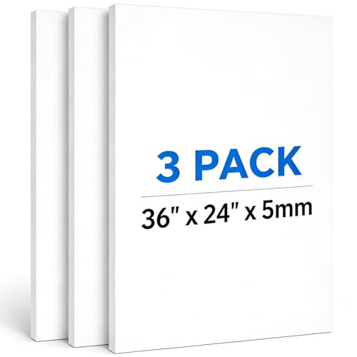 3-Pack White Foam Board 24x36 Inches Poster Board, 3/16" Thick – Lightweight, Rigid, Double Sided Foam Core Board Perfect for Arts, Crafts, School Projects, Presentations, Photo Mounting