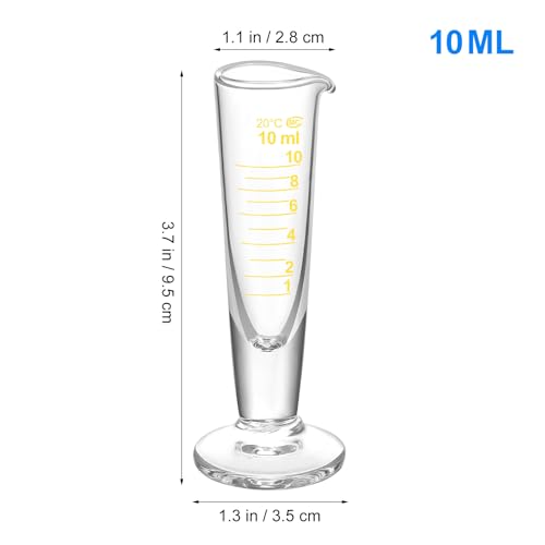Baluue 10ml Graduated Cylinder, Borosilicate Glass Measuring Cup with Pour Spout, Conical Precise Lab Graduated Measuring Cylinder for Liquid, Science Labware - size: 10ml