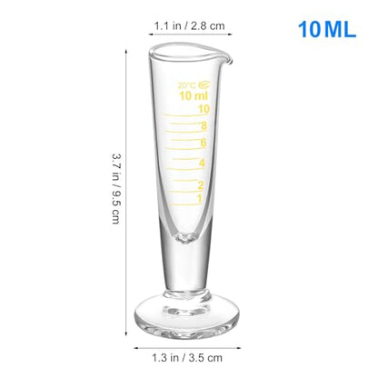 Baluue 10ml Graduated Cylinder, Borosilicate Glass Measuring Cup with Pour Spout, Conical Precise Lab Graduated Measuring Cylinder for Liquid, Science Labware - size: 10ml