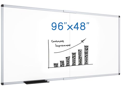 VIZ-PRO Large Magnetic Dry Erase Whiteboard, 96 x 48 Inches, Foldable - size: 96"W x 48"H