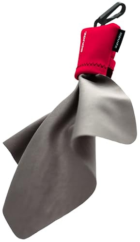 SPUDZ Ultra Microfiber Lens Cleaner with Closeable Bottom – Clip-On Pouch, Washable – for Binoculars, Scopes, Glasses, Screens | Ultra Red, 6 x 6 Inch - color: Red, size: 6 x 6 Inch
