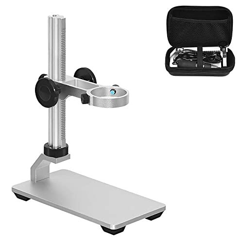 Universal Microscope Stand Pro, Stable Professional Aluminum Alloy Scope Base Holder Support Bracket for Max Diameter 1.4" USB Digital Wireless WiFi Microscope Endoscope Magnifier Camera - color: Silver