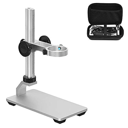 Universal Microscope Stand Pro, Stable Professional Aluminum Alloy Scope Base Holder Support Bracket for Max Diameter 1.4" USB Digital Wireless WiFi Microscope Endoscope Magnifier Camera - color: Silver