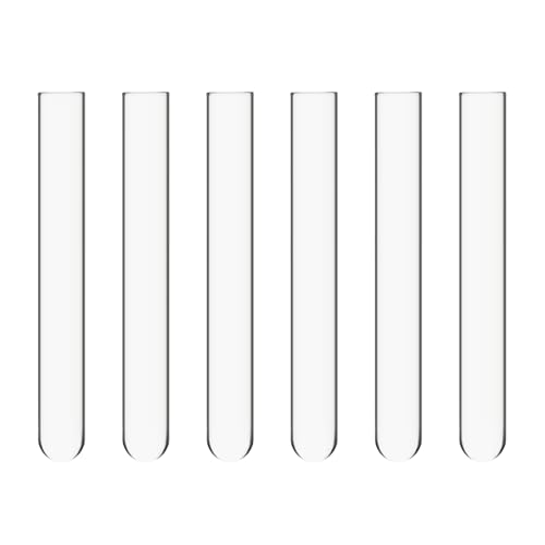 XCD Borosilicate Glass Test Tubes, 20 mm O.D. x 150 mm Length, Cylindrical Bottom and Flared Top Lip for Lab Heating and Reactions, 20-Pack - size: 20x150 mm