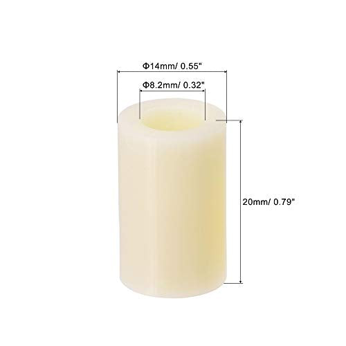 uxcell ABS Round Spacer Washer ID 8.2mm OD 14mm Length 20mm Plastic Standoff for 3D Printer, TV Wall Mounting, Electrical Outlet, Beige, 100Pcs - size: 20mm