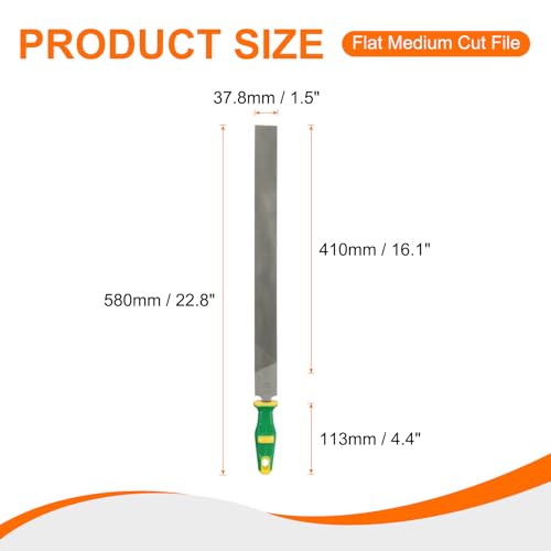 HARFINGTON Flat Medium Cut File 18" Double Cut Teeth High Carbon Steel Hand Rasp File with Plastic Handle for Metal Wood Deburring Removing - size: 18", style: Medium