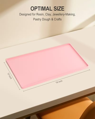 Silicone Art Mat for Crafts, 12" x 19" Waterproof Non-Slip Painting Mat - color: Pink, size: 12" x 19"
