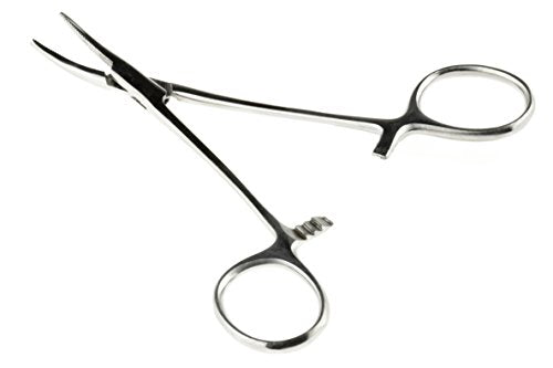 SE 5-Inch Stainless Steel Curved Forceps - Self-Locking, Serrated Tip for Precision Grip and Clamping - Perfect for Crafting, Fishing Tasks, Jewelry Making, and More! -651FC - size: 5", style: Curved