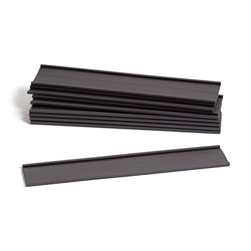 U Brands Magnetic Label Holders, 6" x 1", Black, 10-Pack, Reusable Magnetic Card Holders for Shelving, Warehouse Racks, File Cabinets, and Metal Surfaces - size: 6" X 1", style: 10 Pack