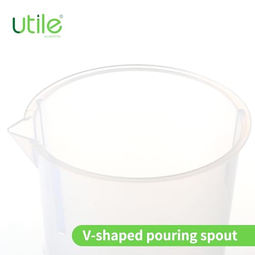 Utile 10 Pcs Plastic Beaker Set with spout of Vol.100ml, Plastic Measuring Beaker For Lab Science with Molded Graduations, 4081.0100.10 - style: 10pcs of Vol.100ml, Molded Graduations
