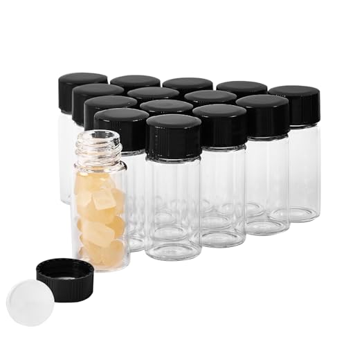 15 PCS 10ML Glass Vials, Small Liquid Sample Vial,22x52 mm Borosilicate Glass Empty Vials with Caps, Leak-Proof Vial,18-400 Black Screw Caps with PE Liner - size: 10Ml（22x52mm）