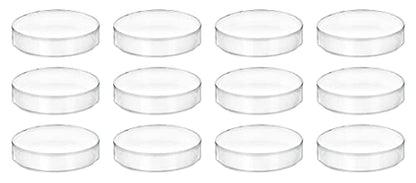 12PK Plastic Petri Dishes with Lids - 2" Diameter, 0.5" Depth - Molded in Polypropylene - Reusable, Autoclavable - Translucent - Eisco Labs