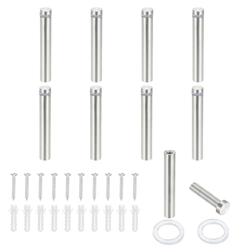 PATIKIL 1/2x3.1" Standoff Screws, 8 Pack Stainless Steel Stand Off Wall Mounts Wall Sign Mounting Hardware Advertising Standoff Nail for Hanging Acrylic Signs Picture Frame, Silver - size: 1/2x3.1"