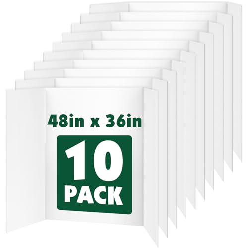 10 Pack White Trifold Poster Board, 36in x 48in Corrugated Project Board - size: 36''x48''-10P