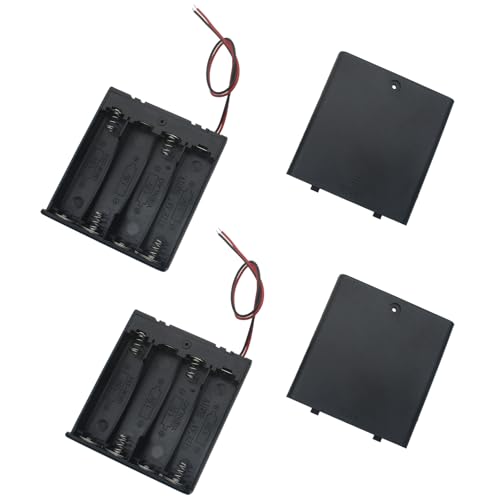 4 PCS 4 Slots AA Battery Holder Bundle with Switch and Leads Plastic AA Battery Case 4 X 1.5 V AA Battery Storage Box with Cap - size: 4 Slots