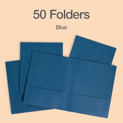Oxford 2 Pocket Folders, 50 Pack, Blue, School & Classroom Value Pack - color: Blue