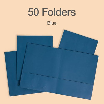 Oxford 2 Pocket Folders, 50 Pack, Blue, School & Classroom Value Pack - color: Blue
