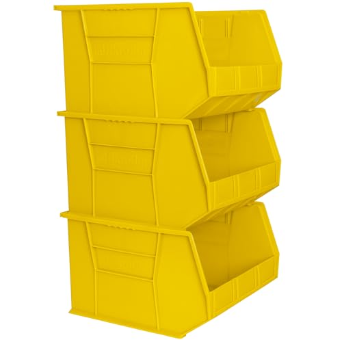 Akro-Mils 30270 AkroBins Plastic Storage Bins, 18"x16"x11", Yellow, 3-Pack - color: Yellow