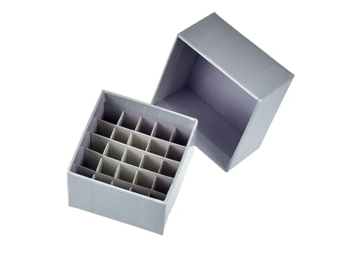 Cardboard Cryogenic Vial Storage Box Cryobox Freezer Box with Pre-assembled Compartments and a Lid (2ML-25 Wells) - size: 2ML-25 Wells