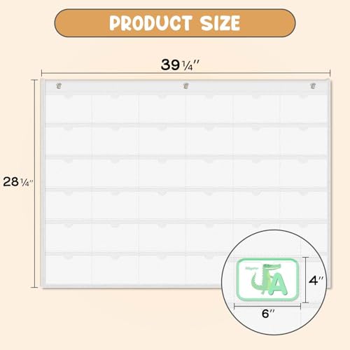 AKAYOK 4" x 6" Index Card Holder Sleeve - 36 Pockets Photo Collage Frame for Wall - Classroom Pocket Chart for Index Card, Homework, Pictures, Drawing, Student Profile Display - color: 4" x 6"