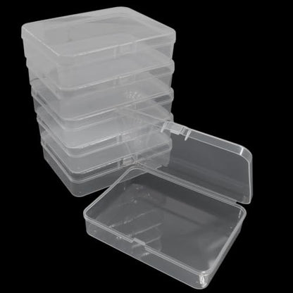 BokWin 6 Pack Mini Plastic Clear Beads Storage Containers Box - size: 4.45"x3.3"x1.18"