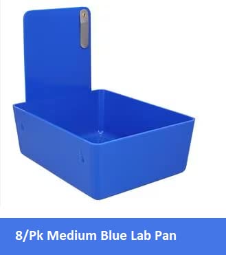 8/Pk Medium Medical Pro Lab Pan Dental Working Lab Pan Plastic with Stainless Steel Clip (Neon Blue) - color: Neon Blue