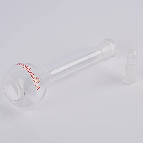 stonylab Glass Volumetric Flask Class A with Glass Stopper, Borosilicate Glass Heavy Wall Volumetric Flask Tolerance ±0.05 ml, 50 ml - size: 50 ml