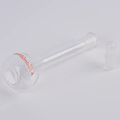 stonylab Glass Volumetric Flask Class A with Glass Stopper, Borosilicate Glass Heavy Wall Volumetric Flask Tolerance ±0.05 ml, 50 ml - size: 50 ml