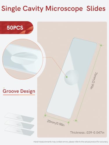 Single Depression Microscope Slides, 50 PCS 1" x 3" for Lab - color: Single Concavity