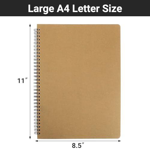 EUSOAR Graph Notebook Spiral, A4 3Packs 8.5"x11" 120 Pages Graphing Notebook, Hardcover Spiral Grid Graph Paper Notebook Composition for Math Science Engineering Artist Drawing-Kraft - color: Kraft, size: A4