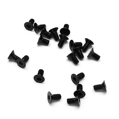 20pcs M3 Countersunk Screws 6063 Aluminum Hex Socket (Anodized Colors) (6mm / 10mm / 16mm / 20mm) (M3x6mm, Black) - color: Black, size: M3x6mm