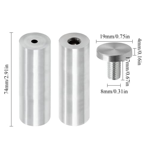 Luomorgo Stainless Steel Standoff Screws, 3/4" x 3.15", Silver, 12 Pcs - color: Silver, 12 Pcs, size: 3/4" x 3.15" / 19 x 80mm
