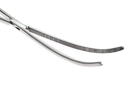 SE 16-Inch Stainless Steel Curved Forceps - Self-Locking, Serrated Tip for Precision Grip and Clamping - Perfect for Crafting, Fishing Tasks, Jewelry Making, and More! -616FC - size: 16", style: Curved