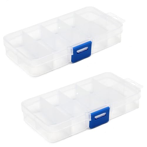 MroMax 2Pcs Small 10 Grids Clear Plastic Organizer Boxes - size: Small 10 Grids
