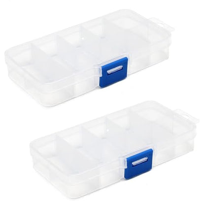 MroMax 2Pcs Small 10 Grids Clear Plastic Organizer Boxes - size: Small 10 Grids