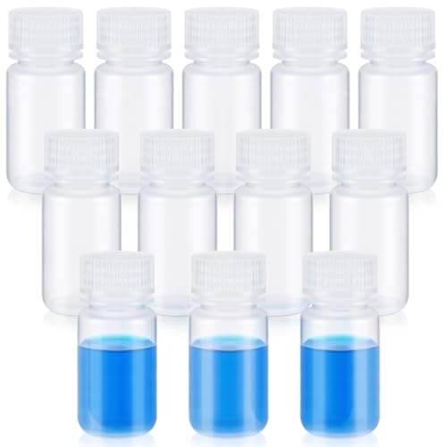 Hoolerry 20 Pcs 2oz 60ml Plastic Sample Bottles Laboratory Grade Polypropylene Wide Mouth Reagent Bottles Clear Liquids Storage Containers with Lids Leak Proof Containers for Lab Classroom - size: 2oz/ 60ml