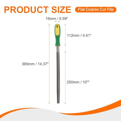 HARFINGTON Triangle Thin Teeth Cut File 10" Double Cut Teeth High Carbon Steel Hand Rasp File Plastic Handle for Metal Wood Deburring Removing - size: 10", style: Thin