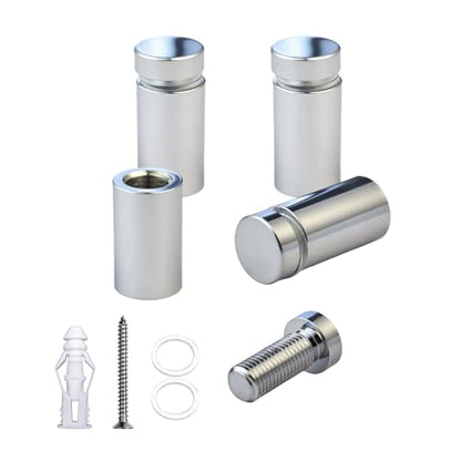 Pack of 4, Aluminum Standoff Screws, Wall Sign Standoff Mounting Hardware Advertising Glass Standoff for Acrylic Picture Frame (Polished Chrome Electroplated, 1/2" x 3/4") - color: Polished Chrome Electroplated, size: 1/2" x 3/4"
