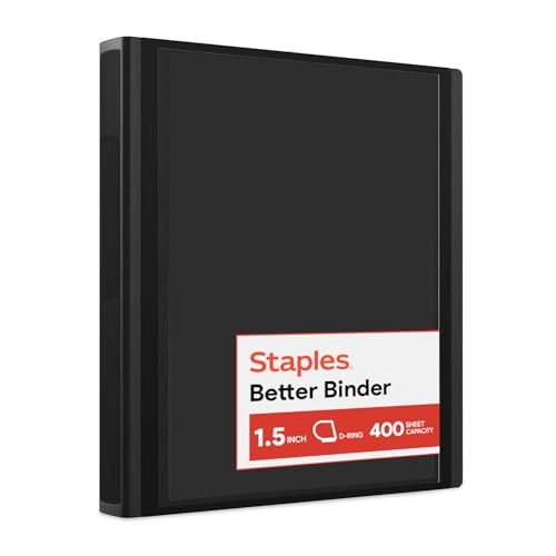 Staples Heavy-Duty 1.5-Inch D-Ring Binder, Black, 400 Sheets - color: Black, size: 1.5-Inch
