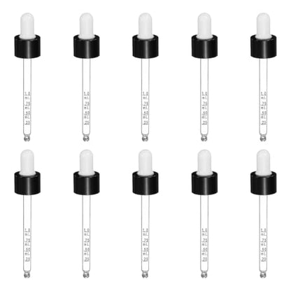 PATIKIL Glass Eye Dropper w/Measurement mark for 1.7oz Glass Bottles 10Pcs - color: White/Black Top, size: 1.7oz