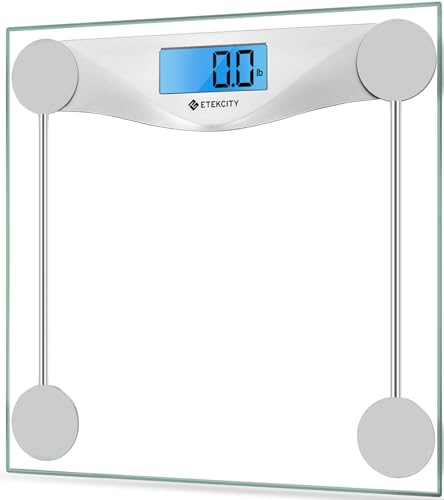 Etekcity Digital Body Weight Bathroom Scale, 6mm Tempered Glass, 400 lbs - color: Silver, size: 11.9 x 11.9 inches