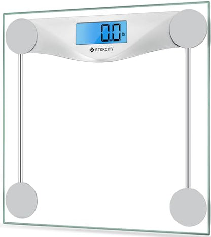 Etekcity Digital Body Weight Bathroom Scale, 6mm Tempered Glass, 400 lbs - color: Silver, size: 11.9 x 11.9 inches