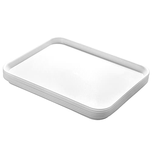 Aebeky Plastic Cafeteria Trays,Fast Food Serving Trays,13"X17",Set of 6(White) - color: White