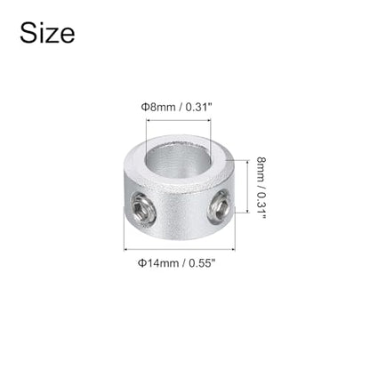 uxcell 10pcs Set Screw Collars 8mm Bore, Aluminum Shaft Collars, 14mm OD and 8mm Thickness, Set Screw Clamp Collar, Stop Collar for Linear Rod Shaft Guide